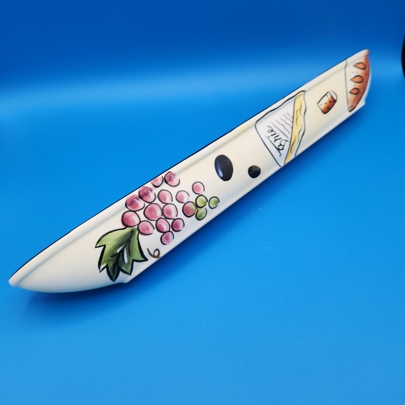 Other - Hand Painted Ceramic Italian Olive Tray Boat Dish Fruit‎ & Cheese Motif